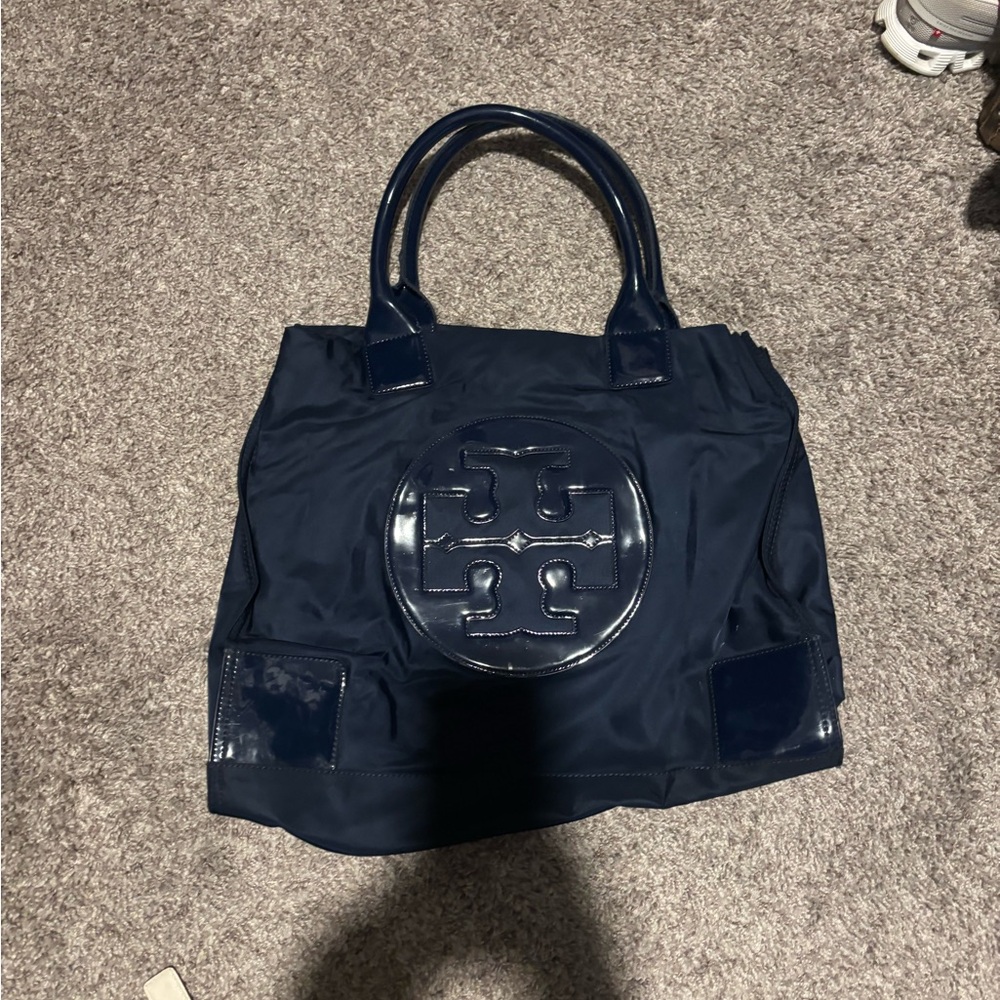 Tory Burch Blue Tote Bag with Structured Handles